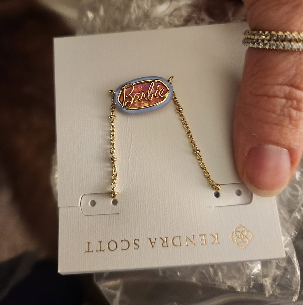 Barbie  Kendra Scott gold elisa satellite reversible necklace brand new